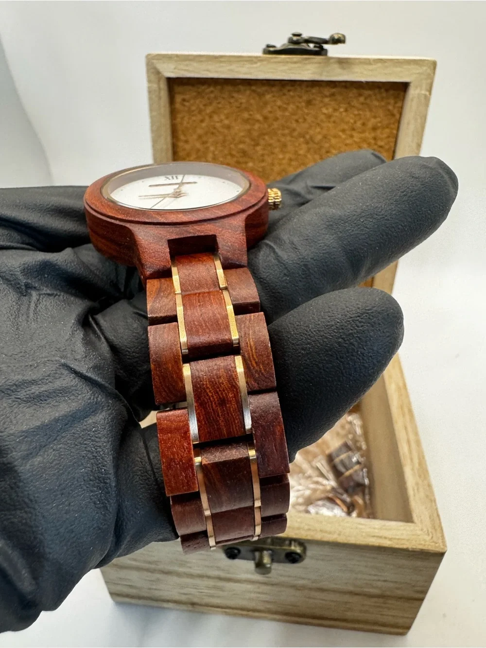 Women Avantwood Wooden Wristwatch with White Dial - Brown Wood